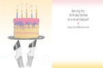 Birthday Card: Cake Silver Platter